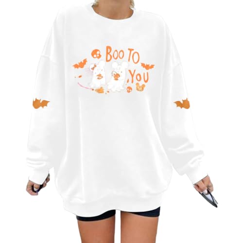 Image of Generisch Women Sweatshirt Printed Round Neck European Style Holiday Casual Cosplay Winter Sweatshirt, White, L