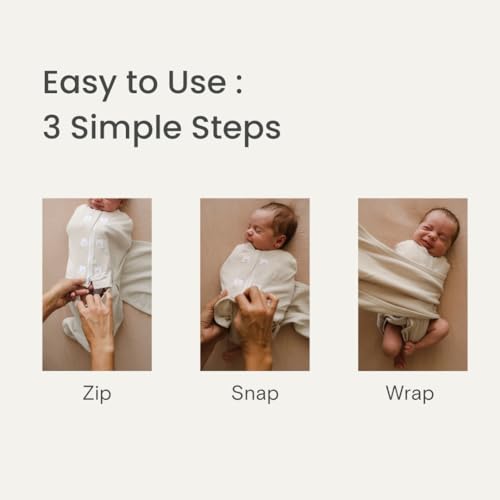 Image of embe 2-Way Starter Baby Swaddle, 6-14 lbs, Newborn Infant Swaddle Sack 0-3 Months, Zip, Hook & Loop 0-3 Months Baby Wrap, Hip Healthy - Cloud