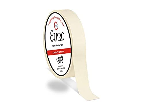 Image of Euro Paper Masking Tape | 1 Inch X 20 Meters | Color white | Pack Of 6, Painter's Tape, Furniture Tape