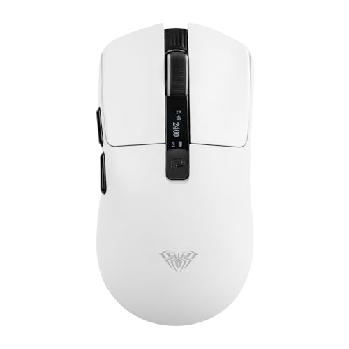 Image of MechLands Aula SC590 PRO Gaming Mouse with Display Screen, 2.4G /USB-C /BT Wireless Mouse with 500mAh Battery, Adjustable 20,000 DPI & 1000 Polling Rate, PAW3311 Sensor, for Win /Mac /Gaming (White)