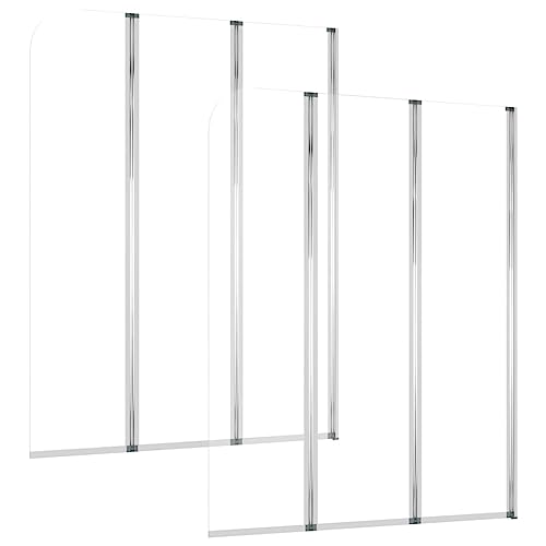 Image of vidaXL Bath Enclosures, Pack of 2, 104x130 cm, Transparent Tempered Glass and Aluminium, Foldable Design, Includes Mounting Materials