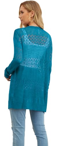 Image of GRECERELLE Lightweight Cardigan Sweaters for Women Crochet Knit Open Front Long Sleeve Loose Casual Boho Summer Beach Coverup