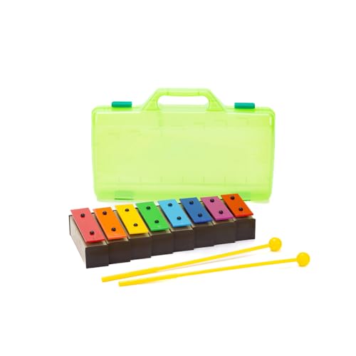CeleMoon 8 Note Xylophone Glockenspiel with Case - Colorful Resonator Bells & 2 Mallets - Educational Musical Instrument for Beginners & All Ages