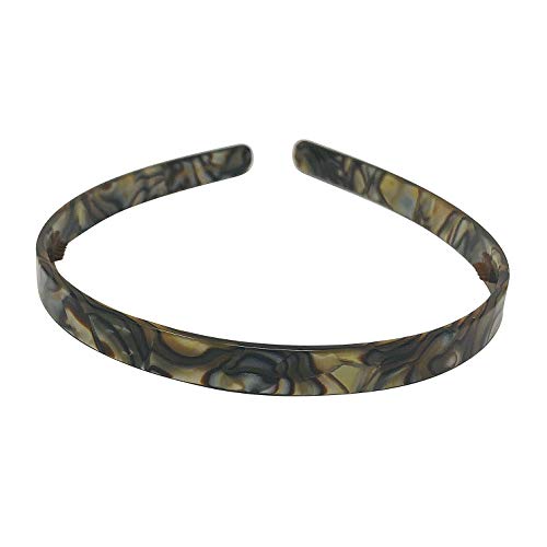 French Amie Plain Onyx Silver Grey Handmade Celluloid Non Brittle Hair Head Band (Onyx)