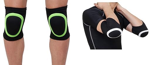 WMX Dancing/Skating/Cycling/Guard Protector Knee & Elbow Pads in Moulded Shape (NEON & WHITE COMBO, Youth)