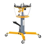 JustSmart Dual Plunger Hydraulic Transmission Jack 1322lbs Capacity, 33.5'-69' High Lift 2-Stage Hydraulic Telescoping Jack, Trans Jack Stand with Non-Slip Pad, Foot Pedal & Swivel Wheel, Yellow