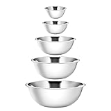 YBM HOME Stainless Steel Mixing Bowls (Set of 5) for Baking, Cooking, and Prepping, Includes 0.5, 0.75, 1.5, 2.5, 3.25 Quart, Stackable for Convenient Storage, 1195-2532-2533-1174-1191set