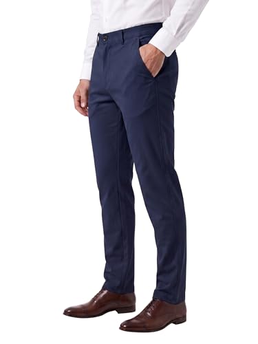 Image of Mehrang Men's Slim Fit Casual Mid Rise, Cotton Blend Trousers, Side Pockets || Classic Slim Fit Chino Pants || Business Casual Dress Trousers