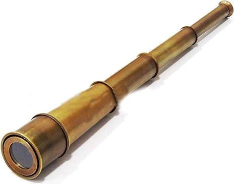 Vintage Brass Spyglass Telescope, 14 Inch Collapsible, Antique Nautical Design with Leather Wrap