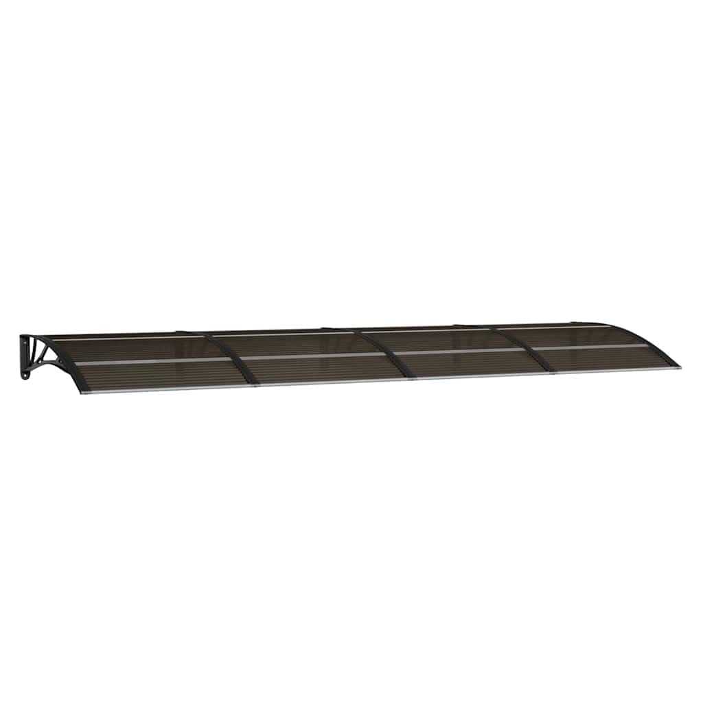Daszek drzwiowy czarny 350 x 100 cm z poliwęglanu, daszek do drzwi wejściowych i wejściowych, wytrzymała konstrukcja z uchwytami ABS i aluminiowymi drążkami, odporny na warunki atmosferyczne