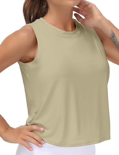 Image of THE GYM PEOPLE Women's Workout Tops in Ice Silk Quick Dry Sleeveless