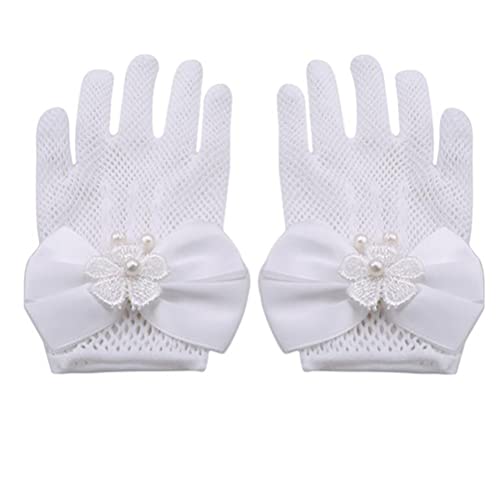 Ladies' stretchy silk gloves Long pleated bridal fingerless beaded embroidered wedding gown black lace gloves (Red)