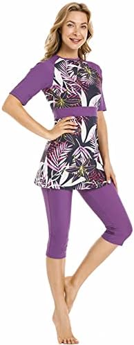 Womens Rash Guard Modest Swimsuit for Girls Short Sleeve Bikinis Surfing Swimwear Burkini