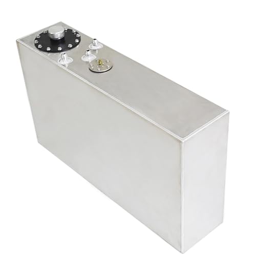 Aluminum 15 Gallon Slim Fuel Cell Fuel Gas Tank & Level Sender Silver Replacement for Hot Rod Street Racing Drift