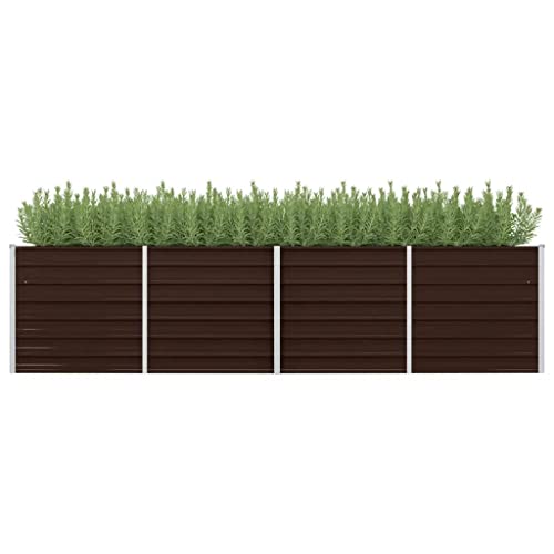 Foto von vidaXL Hochbeet Blumenkasten Pflanzkasten Pflanzkübel Blumenkübel Pflanztopf Blumentopf Gemüsebeet Pflanzbeet Braun 320x80x77cm Verzinkter Stahl