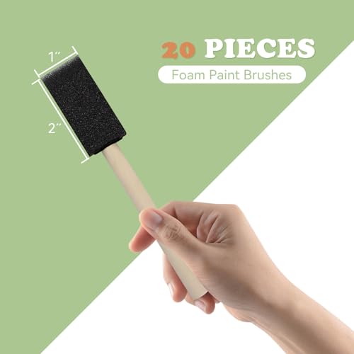 DMSVK 20 Pcs Foam Paint Brushes, 1'' Sponge Paint Brush, Foam Brushes for Painting, Craft, Staining, Varnish, Touch Up - Thumbnail 2
