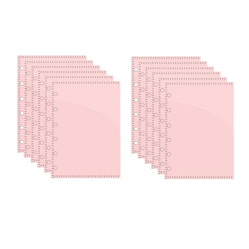 AxeWoodz 12pcs A7 Cash Envelopes Zipless Budget Envelopes Pink PP Binder Pockets 2 Pocket Planner Inserts for 6 Ring Binder