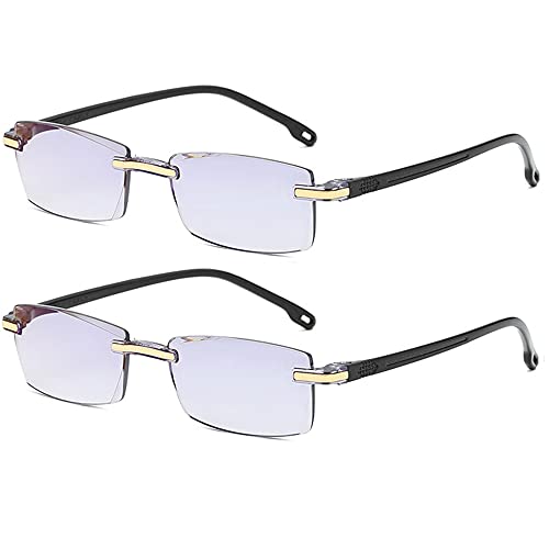 Image of AUGEN Blue Block Rimless Reading Glasses Gold Clear Unisex Free Size Power (+1.00, Pack of 2)