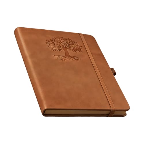 Retro Dotted Journal - Leather Hardcover Diary, Creative Writing Premium Cover Leather Journal for Planning Writing Note Taking 