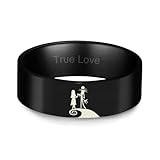 Importación Jack and Sally - Anillo de confesión iluminado por la luna con inscripción \