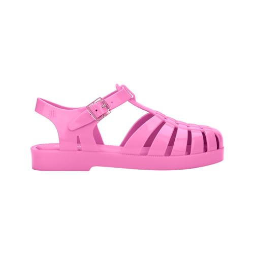 mini melissa Possession Kids Sandal - Comfortable Fisherman Style Kid's Jelly Shoes for Toddlers and Girls, Adjustable Fit, Glossy Pink, 4