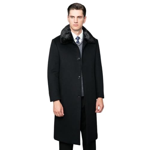 Gabardina larga de invierno para hombre contra heladas con forro interior extraíble