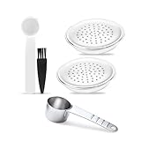 Wiederverwendbare Kaffeekapsel, kompatibel mit Philips Senseo System-Maschine, umweltfreundliche, nachfüllbare Pods, Espresso-Crema-Maschine(2 Capsules 1Spoon)