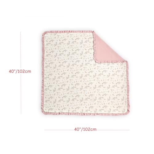 Image of CREVENT 40''X40'' 100% Organic Cotton Muslin Baby Blanket for Newborns, Essential for Baby Shower Birthday Gift - Flower with Trim100X100cm