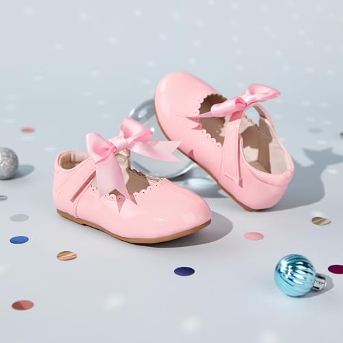 Image of Felix & Flora Toddler Flower Girl Dress Shoes - Baby Girl Ballet Mary Jane Flats for Party School Wedding