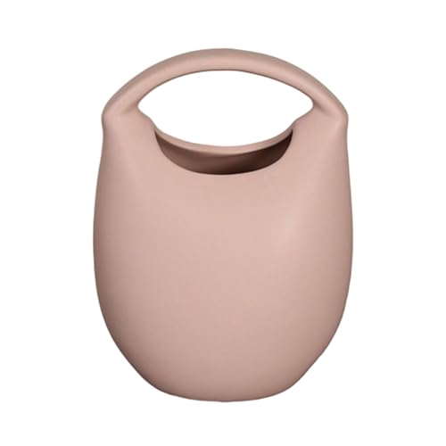 perfk Vaso in Ceramica a Forma di Borsa Vaso di Fiori a Forma di Vaso Artigianato Decorazioni per la casa Porta Fiori per L'Ufficio Regalo del dormitorio, Rosa