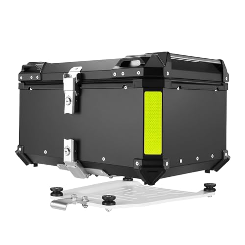 Boîte de Rangement à Double Clé pour Moto 56L Coffre Aluminium Sécurisé Noir