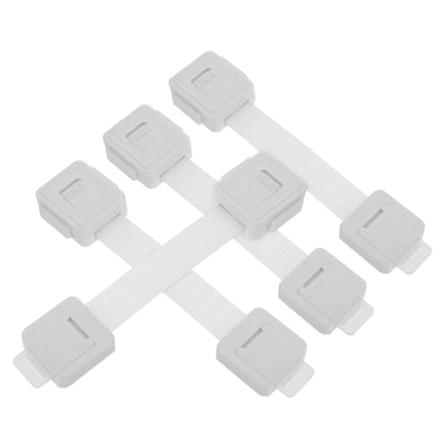 KOMBIUDA 4個ロック ホワイト 自己粘着式 引き出し キャビネット用 対策 引き戸開閉防止 キッチン 浴室 寝室対応 簡単操作で多箇所保護