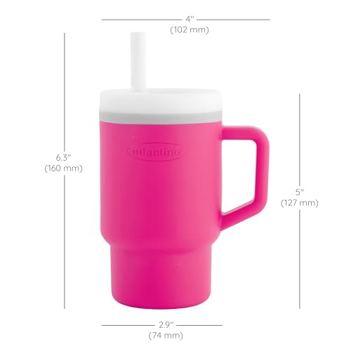 Image of Infantino My 1st Tumbler Limited Edition Adorable Miniature Tumbler with Leak-Resistant Straw and Toddler-Friendly Handle, Encourages Hydration, Easy to Clean, (266 ml), Bubble Gum