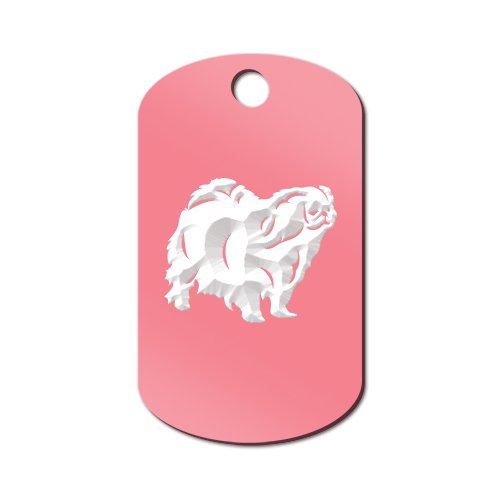 Mister Petlife Pekingese Engraved Keychain/GI Tag Peke Lion Dog Pink