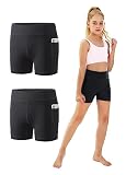 MIVEI Youth Girls 4" Volleyball Spandex Shorts - Kid Biker Cheer Dance Yoga Athletic Gymnastics Comp