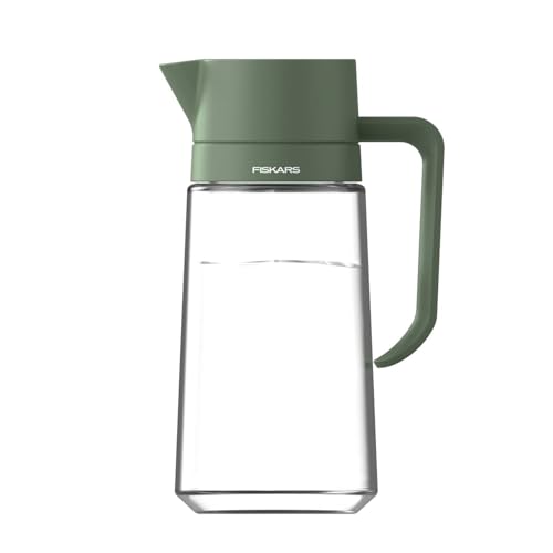 Fiskars Urban Plant Care Arrosoir en Verre, 0,5 L, Design Élégant pour Plantes D'Intérieur, Poignée Ergonomique, Hauteur 19,9 cm, Verre, Vert Olive, 1080775