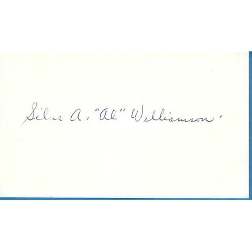 Silas "al" Williamson Chicago Sox Debut 1928 Signed Index Card W/ Coa - MLB Cut Signatures
