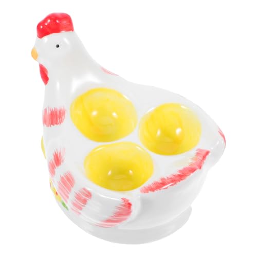 Ciieeo Retro Cracked Glaze Ceramic Rooster Egg Cup Fun Chicken Shaped Soft Boiled Egg Holder for Easter Egg Display and Breakfast Table Decor Egg Holder