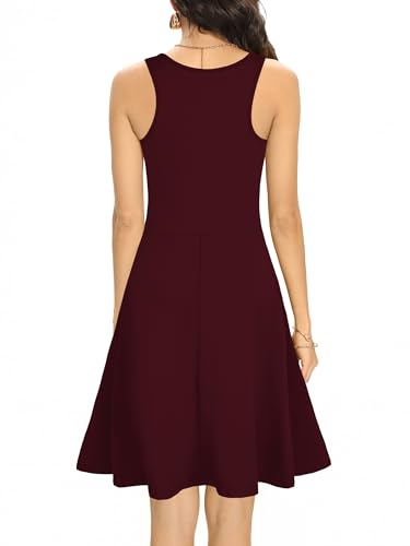 Image of Missufe Women's Sleeveless Racerback Flared Casual Plain Tank Dress