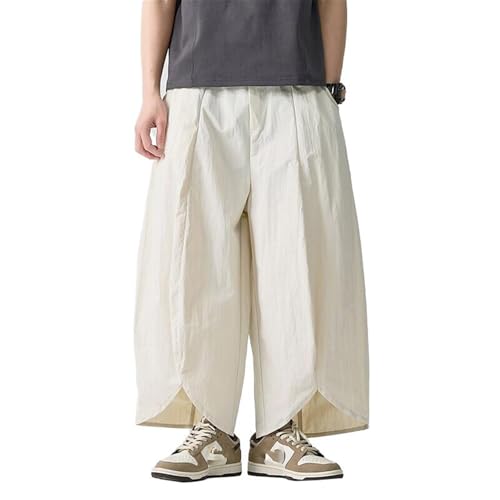 Men's Pants Summer Ethnic Wide Leg Shorts Loose Fit Casual Elastic Waist Lightweight Trouser2