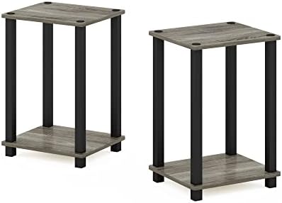 Furinno Simplistic 2-Pack End Table, Side Table, Nightstand, Sonoma Oak/White, 39.6 x 39.6 cm (2-Pack)