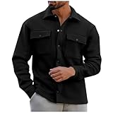 veste homme hiver blouson UHouse Surchemise Homme Chemise Décontracté Blazer Automne Chemisette Pour Hommes Saharienne Manches Longues Vetement Cowboy Vestes Jean Hiver Bomber Noir S