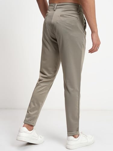 Image of Highlander Men's Slim Fit Formal Trousers | Ankle Length | Smart Chinos for Men | Comfortable Fabric for Daily Work & Formal Occasions