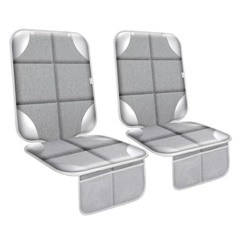Image of Meolsaek Car Seat Protector for Child Car Seat, Durable 600D Fabric Waterproof Car Seat Cover with Thick Pad Non-Slip Backing，No Imprints (Silver Gray-2pcs)