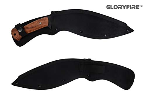 Gloryfire Kukri Knife Tactical Knifves Survival Hunting Knifves Aus-8 Stainless Anti-Rust Processed Arc Hand Protected Design Fixed Blade Full Tang With Leather Sheath, Artworks For Men And Women (Wooden Handol) #TOP7