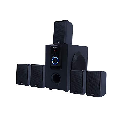 Image of Impex Santo 45 Watts 5.1 Channel Multimedia Speaker System with USB /SD /MMC Card /Bluetooth /FM Radio & Remote Function (Black)