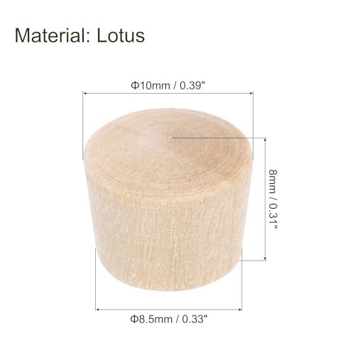 Image of uxcell 150Pcs Wood Button Plugs, 8.5mm /0.33 inch Flat Head Hardwood Screw Hole Plug Wooden Caps Buttons Wood Plug for Furniture Woodworking Craft Decor (10mm x 8.5mm)
