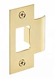 HALLMERS T Type Door Lock Latch Strike Plate, Brass Plated Stainless Steel, Tubular Cylinder Latch Compatible, 70mm (2-13/16") x 28mm (1-1/8"), Screws Included