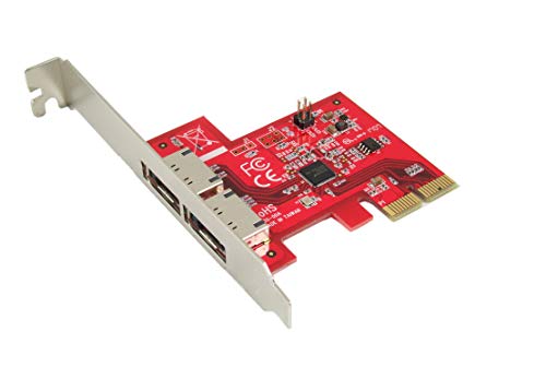 Ableconn PEX-SA130 2-Port eSATA III 6Gbps PCI Express x2 (Two Lanes) Host Adapter Card (ASMedia ASM1062 Controller)