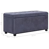 vidaXL Ottoman mit Stauraum Sitzhocker Sitzwürfel Sitzbank Aufbewahrungsbox Hocker Truhenbank Sitztruhe Truhe Sitzbox 87,5cm Grau Wildleder-Optik - 6